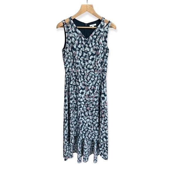 H by Halston Women’s Blue Watercolor High Low Sleeveless Midi Dress, Size 6 - Picture 1 of 11